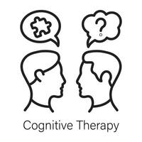Linear style icon of cognitive therapy session vector