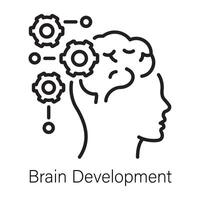 An outline style icon of brain development vector