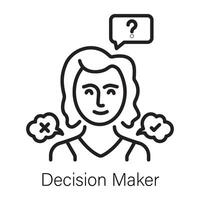 An outline style icon of decision maker vector