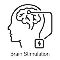 A line style icon of brain simulation vector