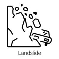 Linear icon of landslide mountain vector