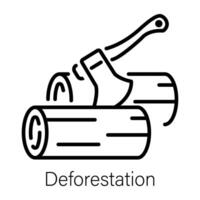 An outline style icon of deforestation vector