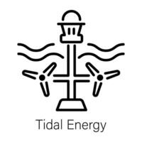 An outline style icon of tidal energy vector