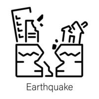 An outline style icon of earthquake disaster vector