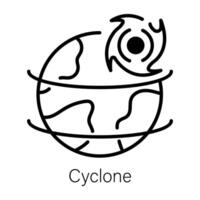 An outline style icon showing cyclone vector