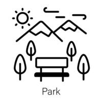 Linear style icon of park view vector