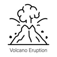 An outline icon of volcano eruption vector