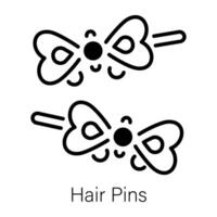 A line icon of hair pins with cute bows vector