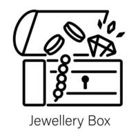 A stylish ruby necklace line icon vector