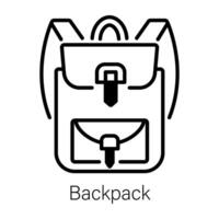 An outline style of backpack vector
