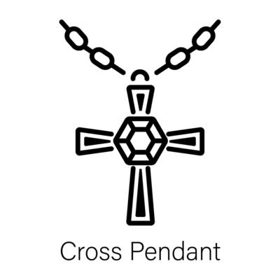 A line icon of cross pendant