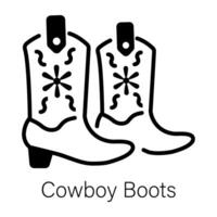 A line style icon of cowboy boots vector
