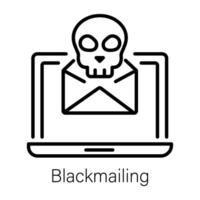 An outline icon of online blackmailing message vector