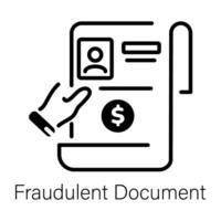 Fraudulent document icon in line style vector