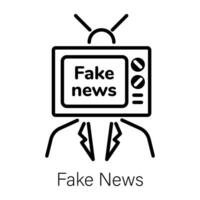 An outline style icon of fake news broadcasting vector
