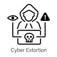 A line style icon of cyber extortion vector