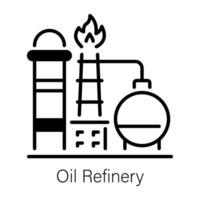 A line style icon of oil refinery vector