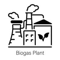 An outline icon of biogas plant vector