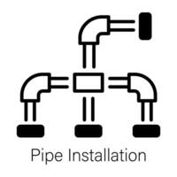 An outline style icon of pipe installation vector