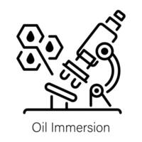 A line icon of oil immersion with microscope vector