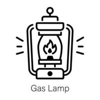 Line icon showing burning gas lamp vector