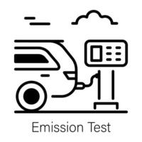 Linear style icon of car emission test vector
