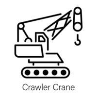 Crawler crane icon designed in outline style vector