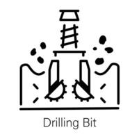 A linear icon of drilling bit vector