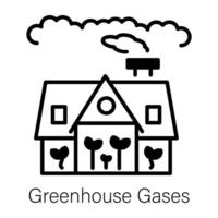 Line style icon of greenhouse gases vector