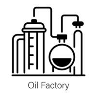 A line style icon of oil factory vector