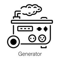 A linear icon of gas generator pollution vector