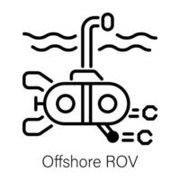 Linear style icon of offshore rov vector