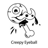 A creepy eyeball icon designed in sketchy style vector