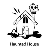 A haunted house icon designed in sketchy style vector