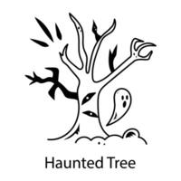 A haunted tree glyph style icon vector