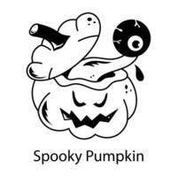 A spooky pumpkin hand drawn style icon vector