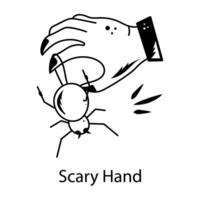 A scary hand icon designed in sketchy style vector