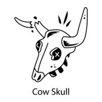 A cow skull icon of sketchy style vector