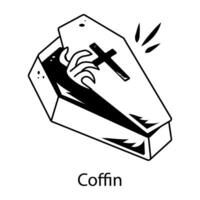 A doodle style icon of coffin vector