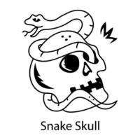 A snake skull designed in a sketchy style icon vector