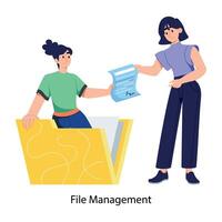 A flat character illustration of team file management vector