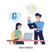 A flat style illustration of team solution vector