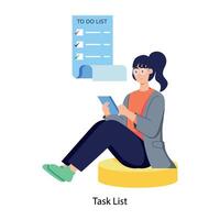 Employee with work task list, flat illustration vector