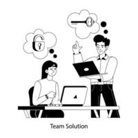 A flat style illustration of team solution vector