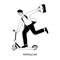 An illustration of employee getting late in flat style vector