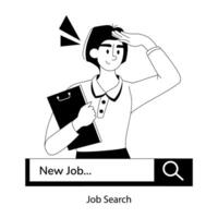 A flat style character illustration of job search vector
