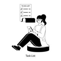 Employee with work task list, flat illustration vector