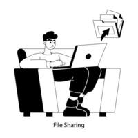 A flat style illustration of file sharing online vector