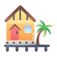 A flat style icon of beach lodge vector