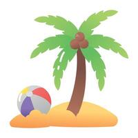 A flat style icon of beach vector